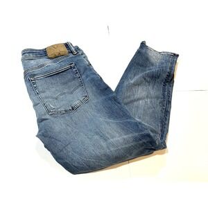 American Eagle Mens 34x28 Next Level AirFlex Slim Jeans Distressed Blue